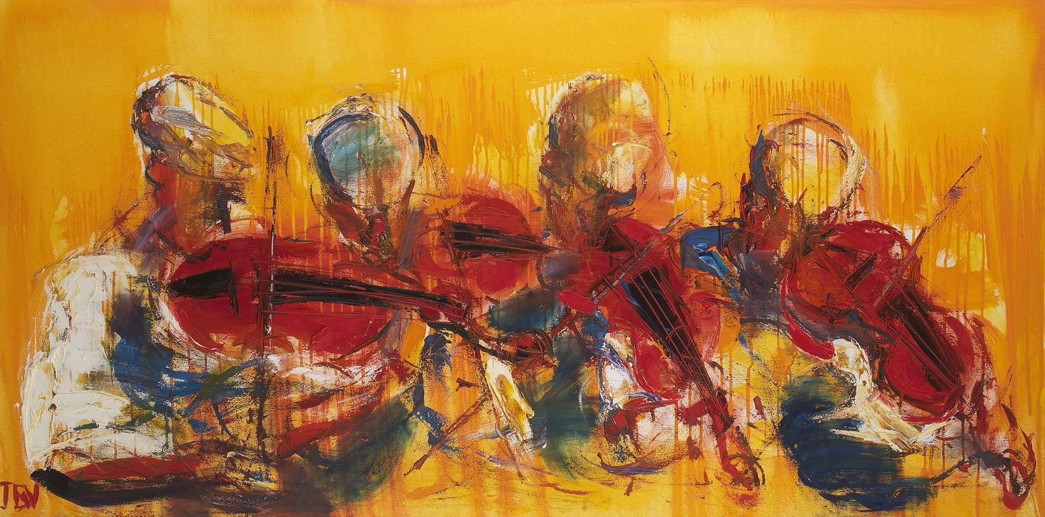 "The Four Red Fiddles" JB Vallely | print | $260